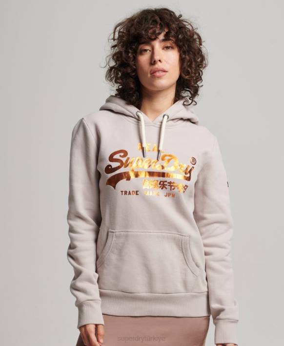 kadınlar Superdry bej süslenmiş kapşonlu NNTB3424