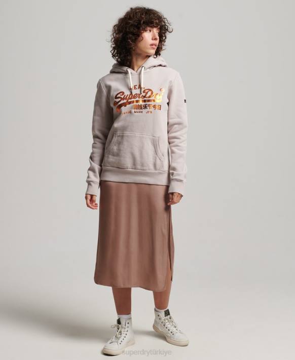 kadınlar Superdry bej süslenmiş kapşonlu NNTB3424