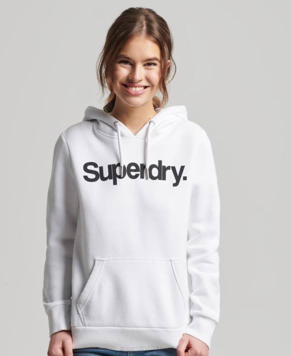 kadınlar Superdry beyaz çekirdek logosu kapşonlu NNTB3484