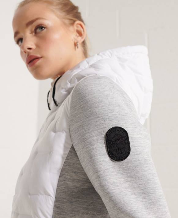 kadınlar Superdry beyaz fırtına sonik hibrit kapşonlu NNTB5951