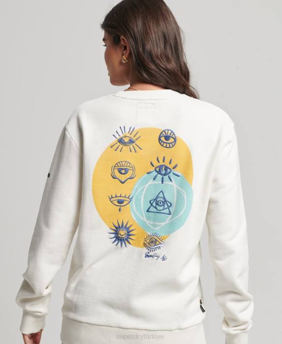 kadınlar Superdry beyaz göçebe halk sweatshirt NNTB3436
