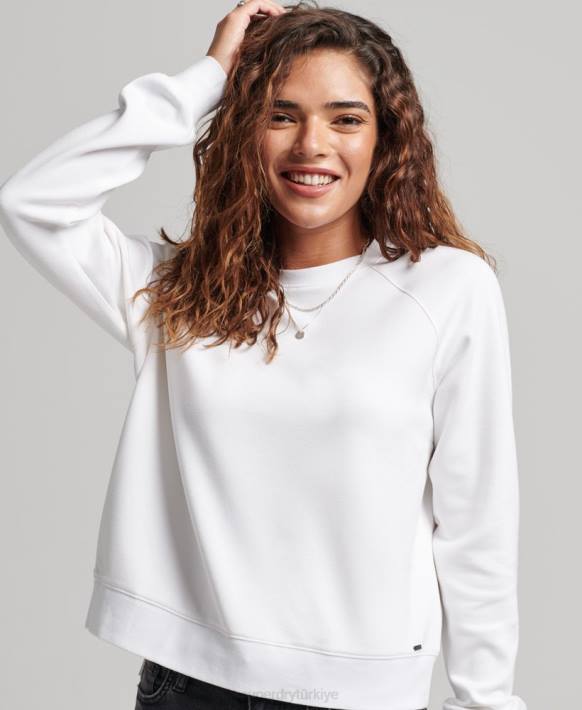 kadınlar Superdry beyaz modal ekip sweatshirt NNTB5915