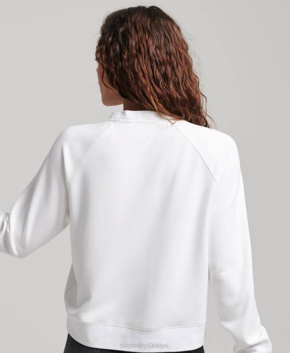 kadınlar Superdry beyaz modal ekip sweatshirt NNTB5915