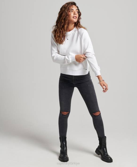 kadınlar Superdry beyaz modal ekip sweatshirt NNTB5915
