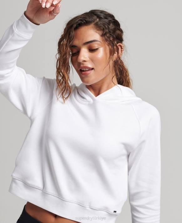 kadınlar Superdry beyaz modal yumuşak kapşonlu NNTB5853