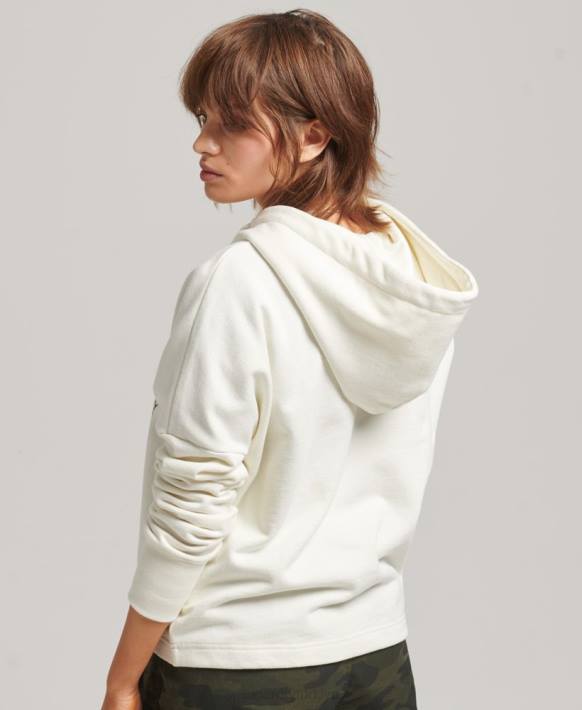 kadınlar Superdry beyaz nostalji yama hoodie NNTB5819