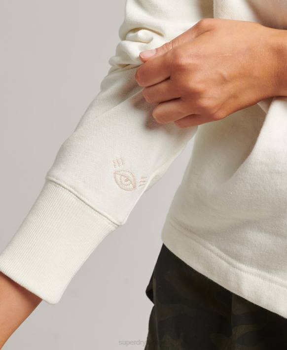 kadınlar Superdry beyaz nostalji yama hoodie NNTB5819