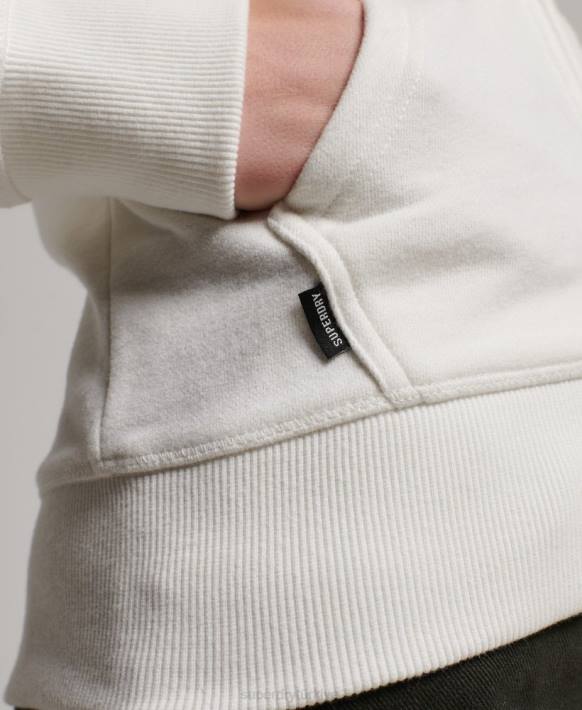 kadınlar Superdry beyaz vintage logo işlemeli fermuarlı kapüşonlu svetşört NNTB2244