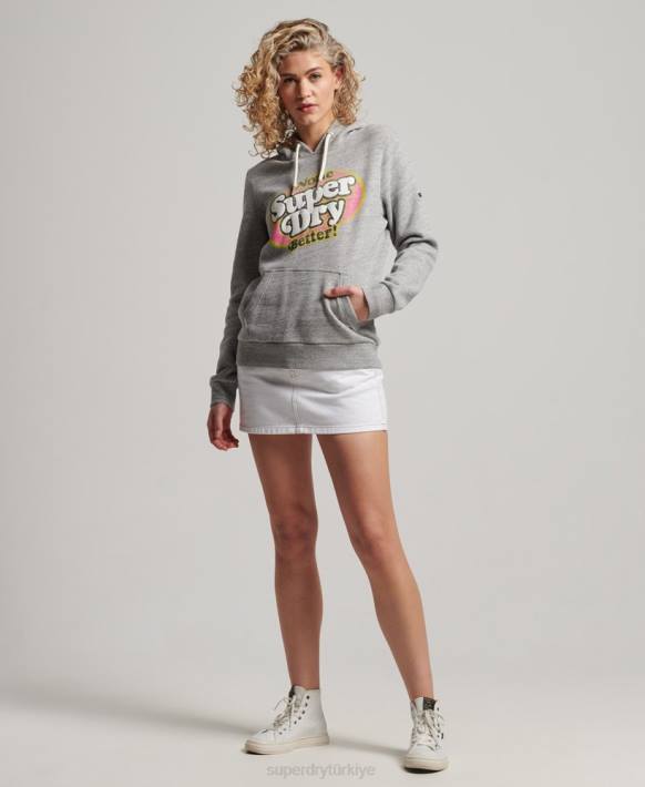 kadınlar Superdry gri Cooper klasik kapşonlu NNTB2224