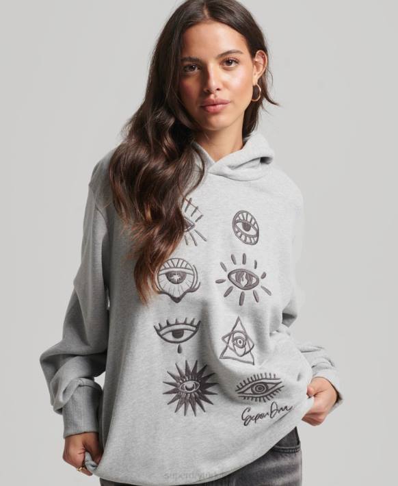 kadınlar Superdry gri göçebe halk kapşonlu NNTB3307