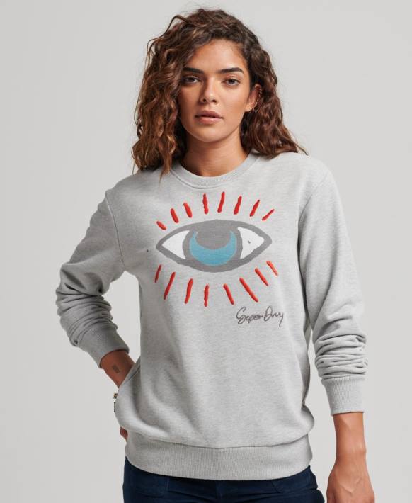kadınlar Superdry gri göçebe halk sweatshirt NNTB3479