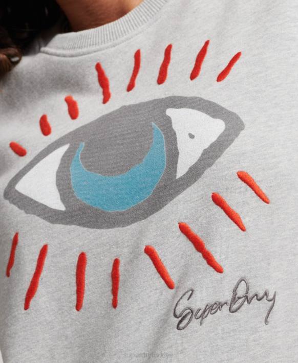 kadınlar Superdry gri göçebe halk sweatshirt NNTB3479