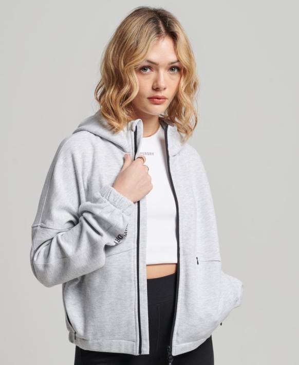 kadınlar Superdry gri kod teknoloji fermuarlı kapşonlu NNTB5847