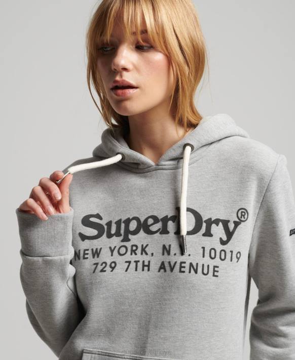 kadınlar Superdry gri mekan faiz kapşonlu NNTB5761