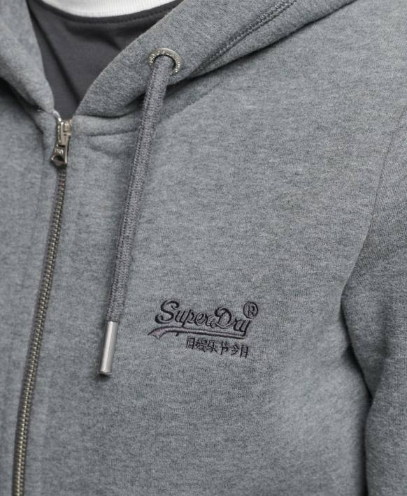 kadınlar Superdry gri organik pamuklu eski logo fermuarlı kapüşonlu svetşört NNTB3383