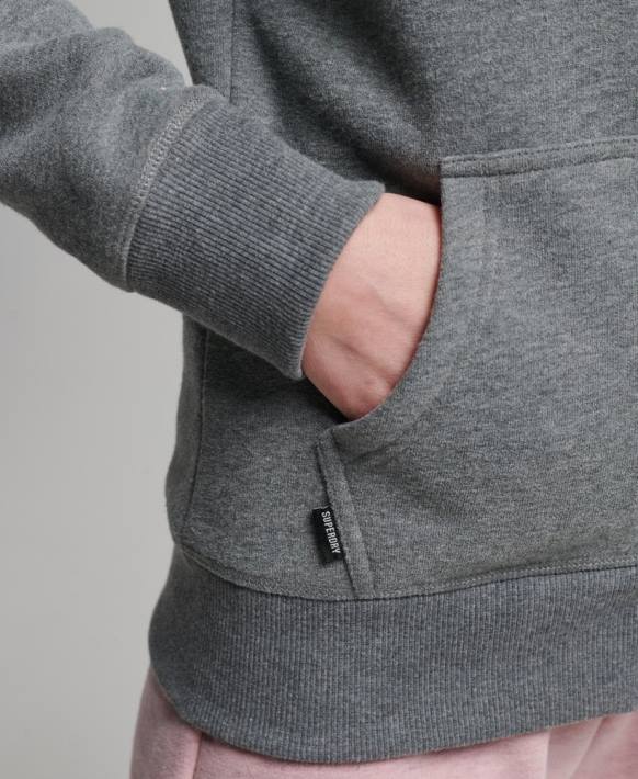 kadınlar Superdry gri organik pamuklu eski logo fermuarlı kapüşonlu svetşört NNTB3383