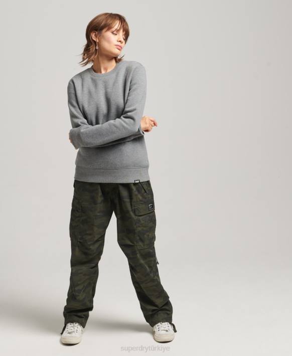 kadınlar Superdry gri organik pamuklu essential logolu ekip sweatshirt NNTB6113