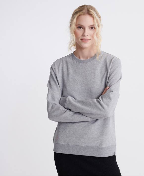 kadınlar Superdry gri organik pamuklu standart etiket loopback sweatshirt NNTB3487