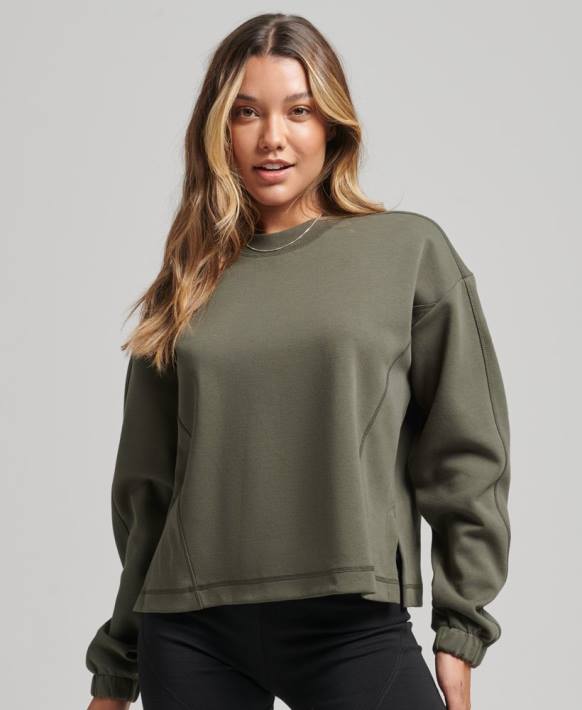 kadınlar Superdry haki code tech ekip sweatshirt NNTB5921