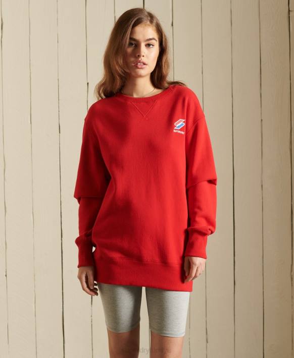 kadınlar Superdry kırmızı essential büyük beden mürettebat sweatshirt NNTB5961
