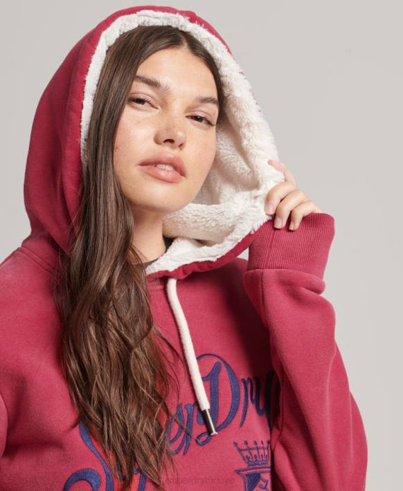 kadınlar Superdry kırmızı gurur ve zanaat kapşonlu NNTB3399