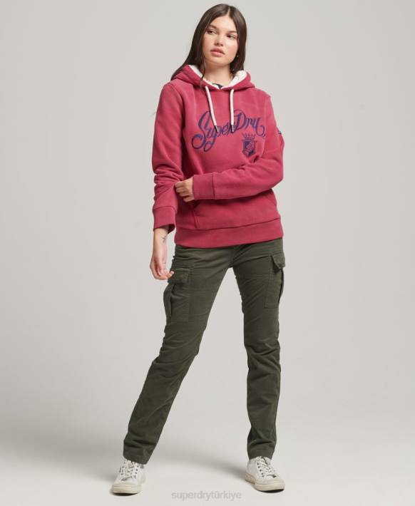 kadınlar Superdry kırmızı gurur ve zanaat kapşonlu NNTB3399