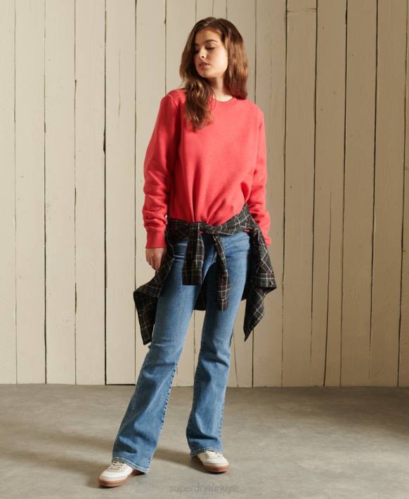 kadınlar Superdry kırmızı organik pamuklu eski logo ekip sweatshirt NNTB5940