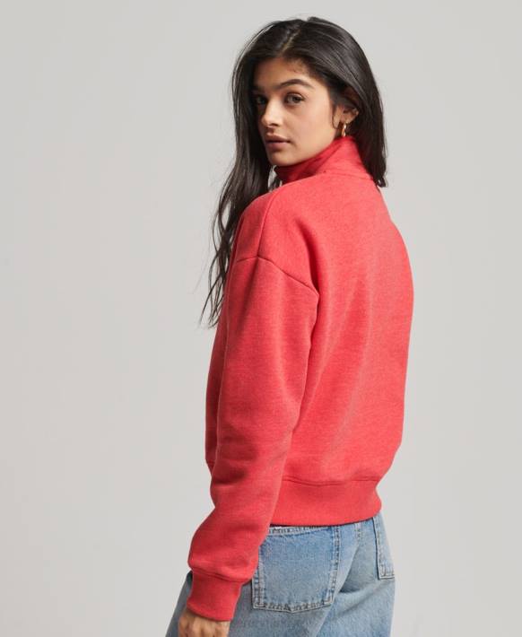 kadınlar Superdry kırmızı organik pamuklu eski logo henley sweatshirt NNTB5795