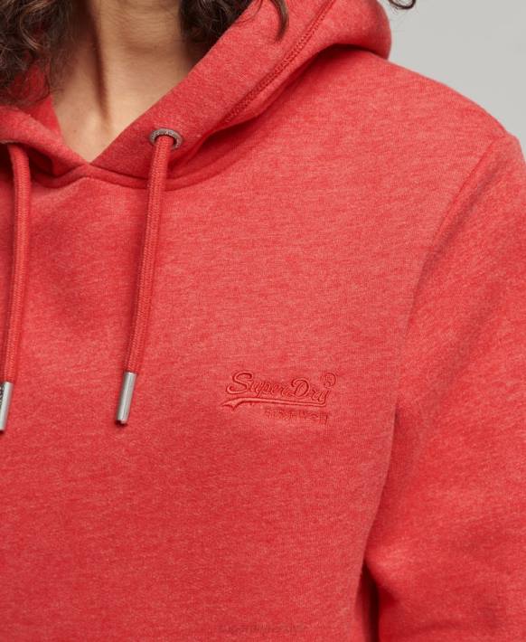 kadınlar Superdry kırmızı organik pamuklu eski logo işlemeli kapşonlu NNTB6679