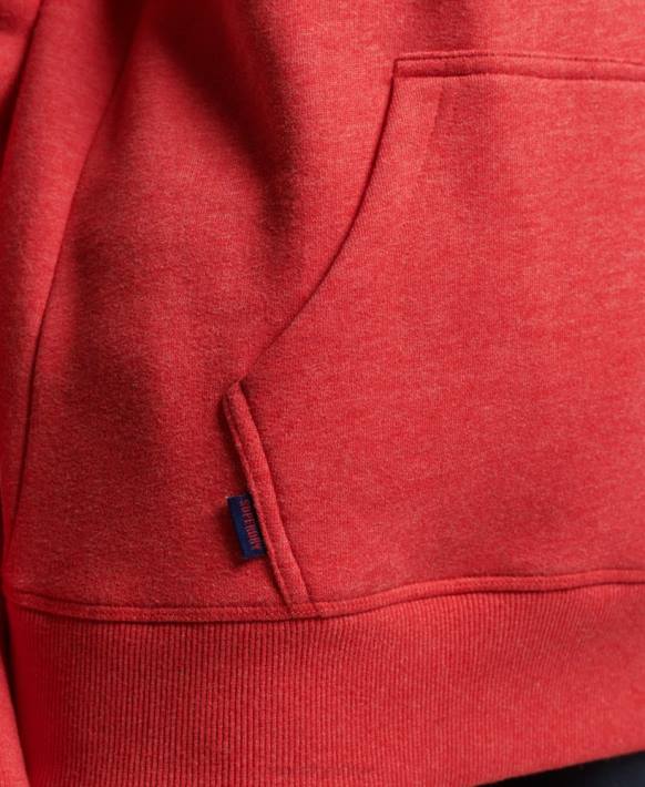 kadınlar Superdry kırmızı organik pamuklu eski logo işlemeli kapşonlu NNTB6679