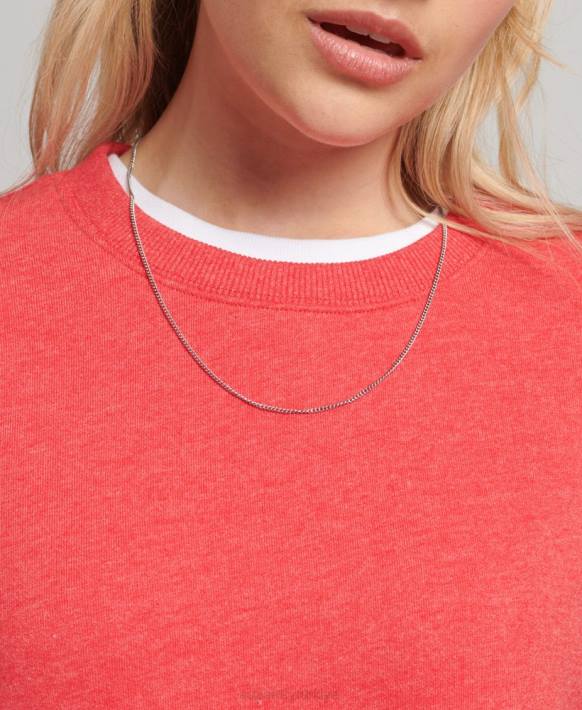 kadınlar Superdry kırmızı organik pamuklu essential logolu ekip sweatshirt NNTB5987