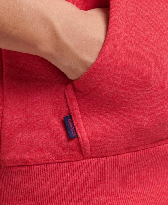 kadınlar Superdry kırmızı organik pamuklu temel logolu fermuarlı kapşonlu NNTB5938