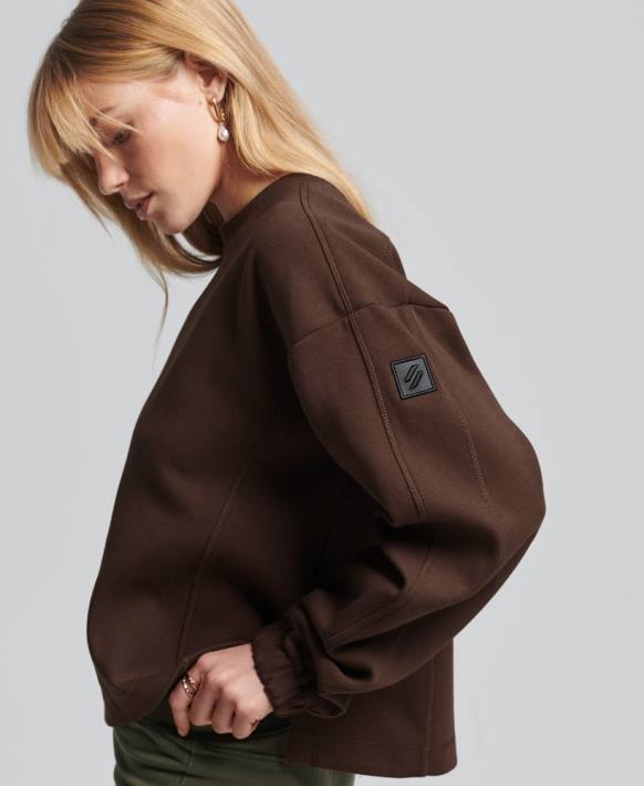 kadınlar Superdry kahverengi code tech ekip sweatshirt NNTB5804