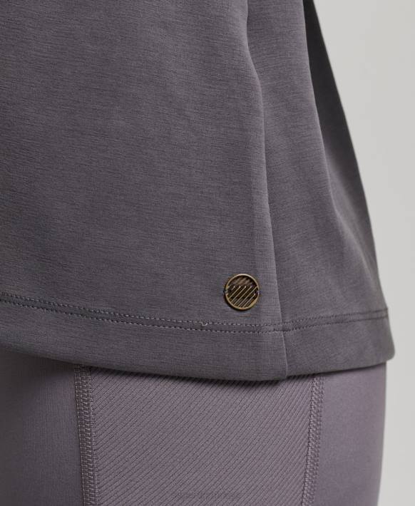 kadınlar Superdry koyu gri esnek rahat mürettebat sweatshirt NNTB6109