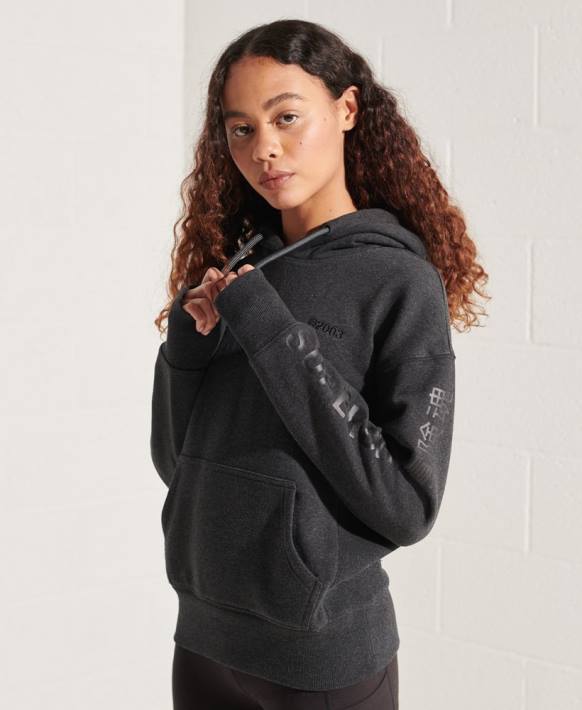 kadınlar Superdry koyu gri kurumsal logo kapşonlu NNTB6125