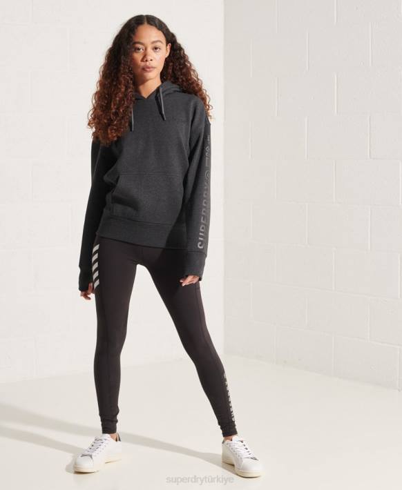 kadınlar Superdry koyu gri kurumsal logo kapşonlu NNTB6125