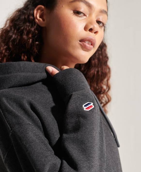 kadınlar Superdry koyu gri kurumsal logo kapşonlu NNTB6125