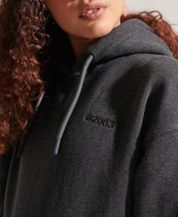 kadınlar Superdry koyu gri kurumsal logo kapşonlu NNTB6125
