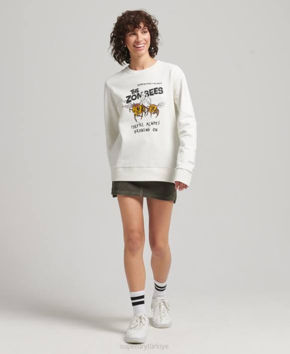 kadınlar Superdry krem b-film ekibi sweatshirt NNTB3416