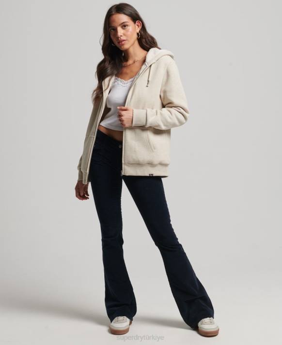 kadınlar Superdry krem essential borg astarlı fermuarlı kapşonlu NNTB5743