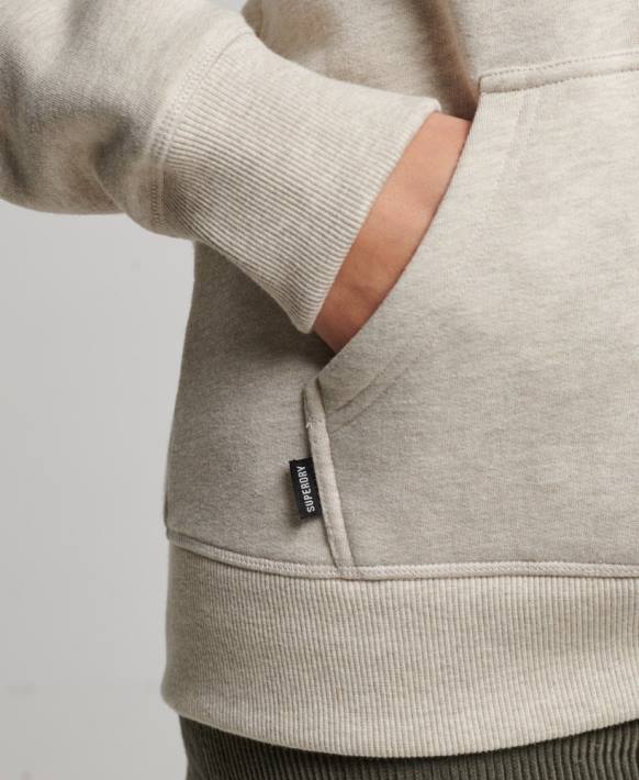 kadınlar Superdry krem organik pamuklu temel logolu kapşonlu NNTB6151