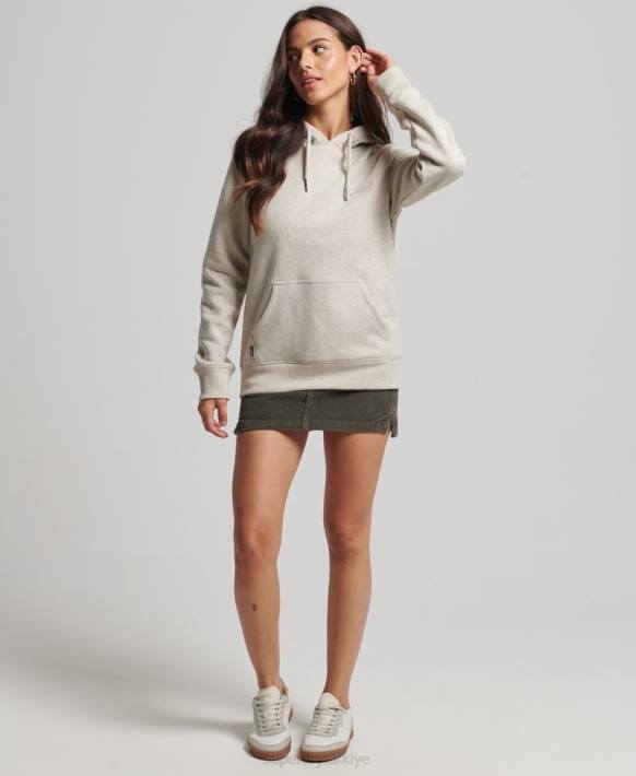 kadınlar Superdry krem organik pamuklu temel logolu kapşonlu NNTB6151