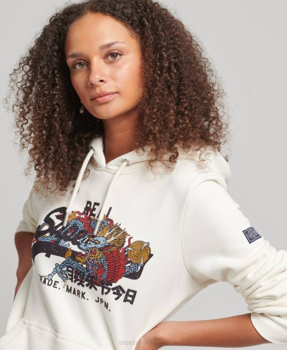 kadınlar Superdry krem vintage logo anlatı taklidi kapşonlu NNTB6083