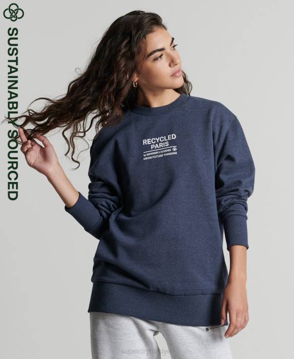 kadınlar Superdry mavi geri dönüşümlü şehir ekibi sweatshirt NNTB5833