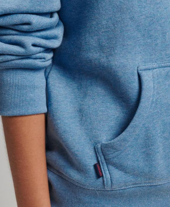 kadınlar Superdry mavi organik pamuklu temel logolu kapşonlu NNTB5746