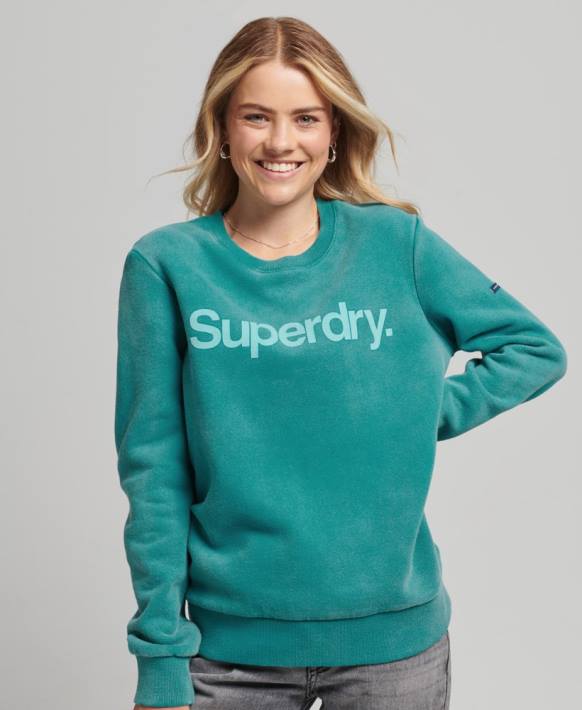 kadınlar Superdry mavi vintage core logo 80'ler mürettebat sweatshirt NNTB5860