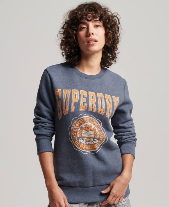 kadınlar Superdry mavi vintage franchise ekibi sweatshirt NNTB2227