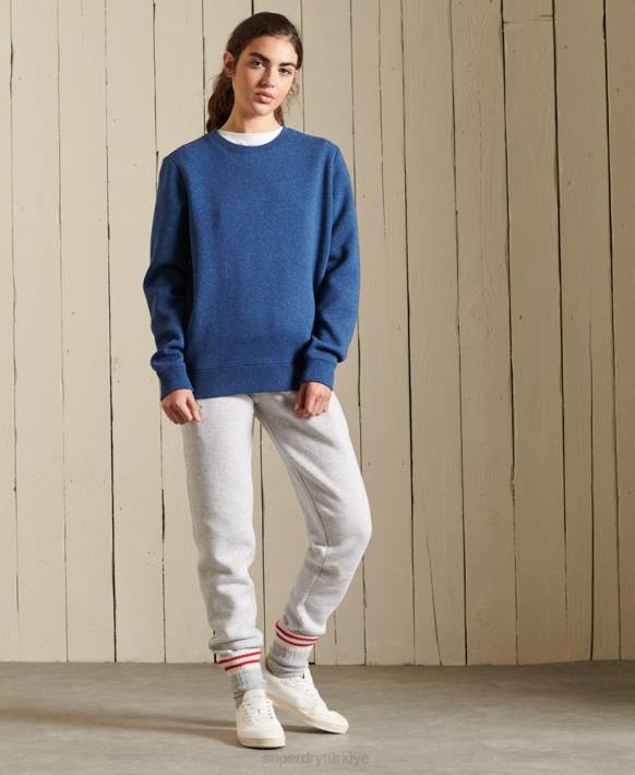 kadınlar Superdry mavi vintage logo ekip sweatshirt NNTB3455
