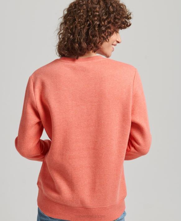 kadınlar Superdry mercan organik pamuklu essential logolu ekip sweatshirt NNTB5866