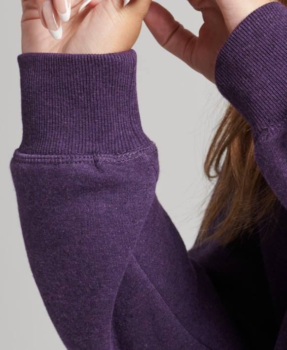 kadınlar Superdry mor organik pamuklu eski logo henley sweatshirt NNTB5999